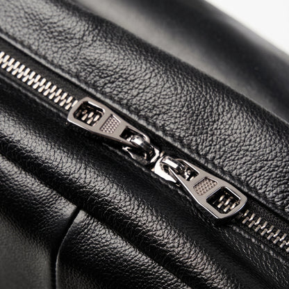 Sac à dos à rabat en cuir véritable grainé grande capacité minimaliste