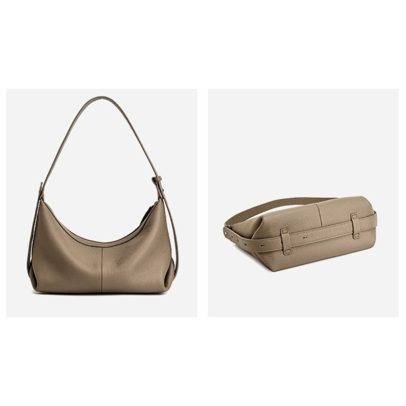 Casual Slouchy Pebbled Genuine Leather Hobo Clutch Bag