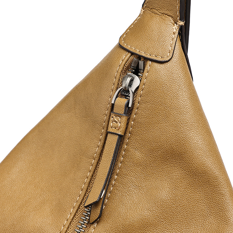 Supple Slouchy Genuine Leather Crescent Hobo Clutch Bag