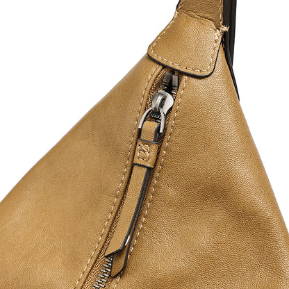 Supple Slouchy Genuine Leather Crescent Hobo Clutch Bag