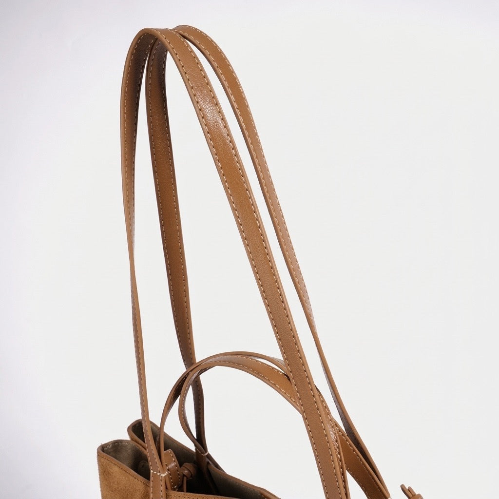 Geantă clutch tote vintage din piele întoarsă naturală, cu portmoneu pentru monede