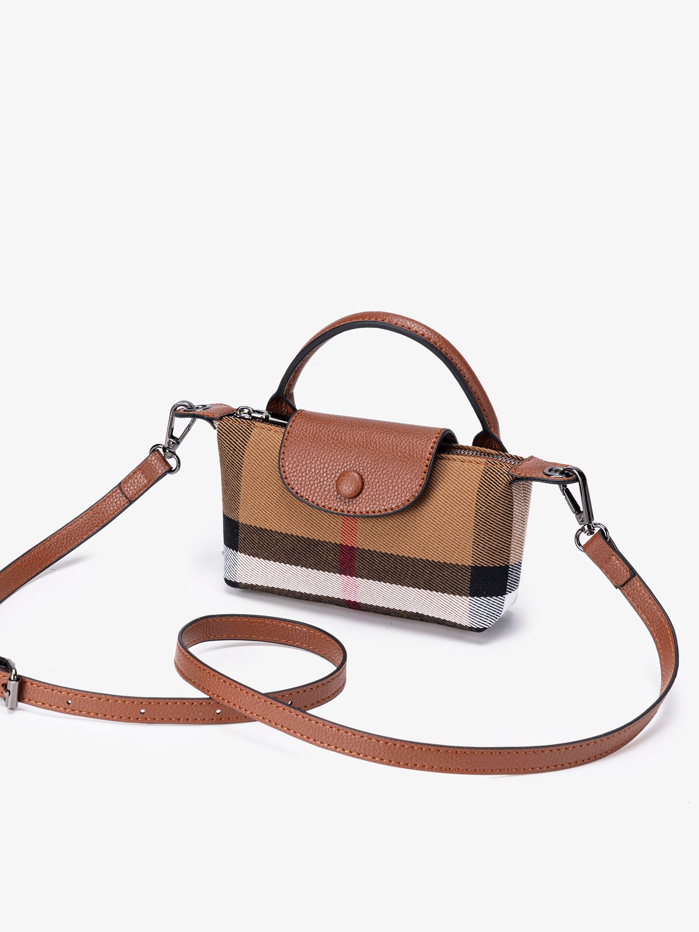 Vintage Plaid Vegan Eco-Leather Mini Clutch Bag