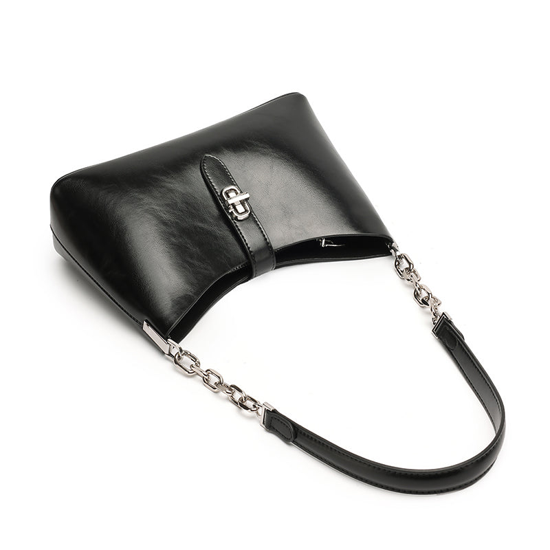 Borsa classica in vera pelle da portare sottobraccio con fibbia metallica