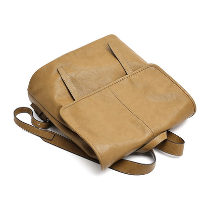 Vintage Casual Genuine Leather Flap Backpack