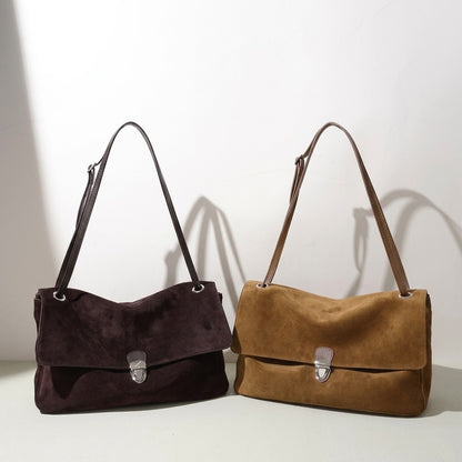 Borsa pochette vintage di lusso in vera pelle scamosciata