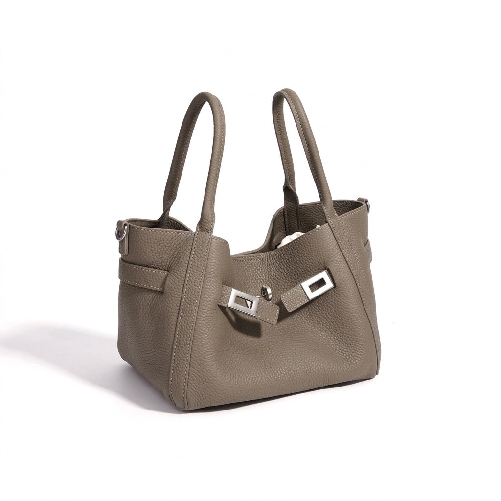 Geantă clutch mini tip găleată, casual, din piele naturală