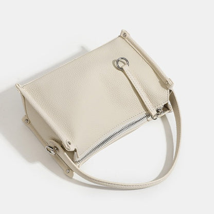 Clean-lined Pebbled Genuine Leather Crossbody Clutch Bag
