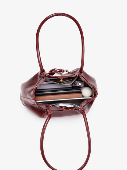 Minimalist Glossy Vegan Eco-Leather Tote Clutch Bag