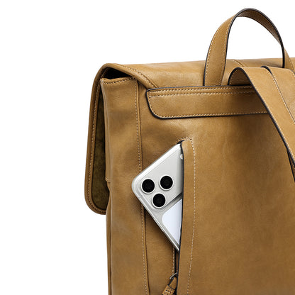 Vintage Casual Genuine Leather Flap Backpack