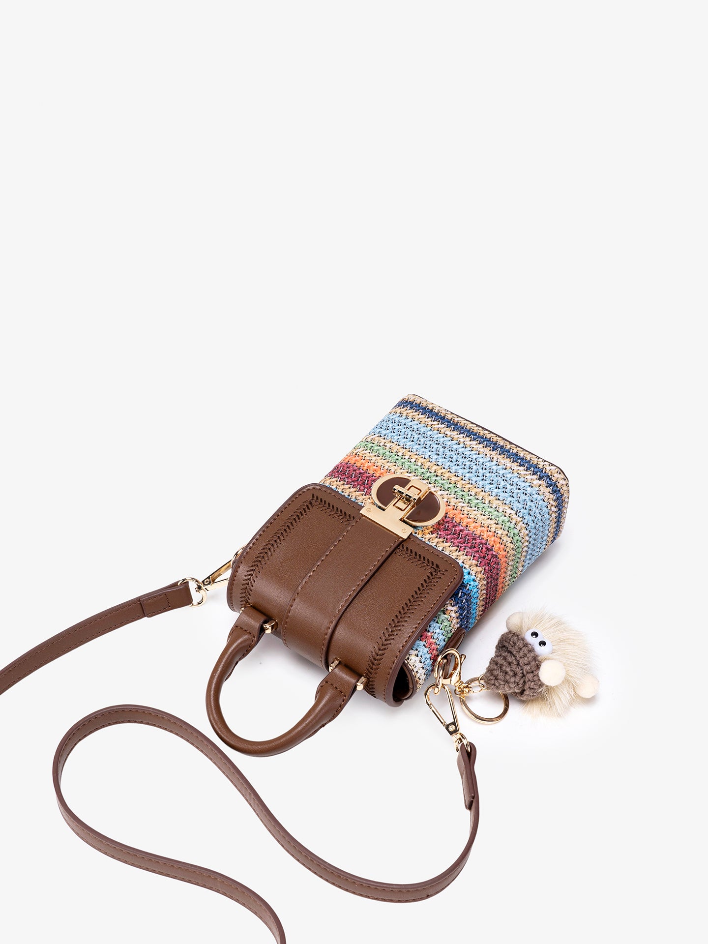 Artisan Multicolored Woven Vegan Eco-leather Mini Clutch Phone Bag
