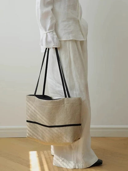 Minimalist Effortless Linen Tote Clutch Bag