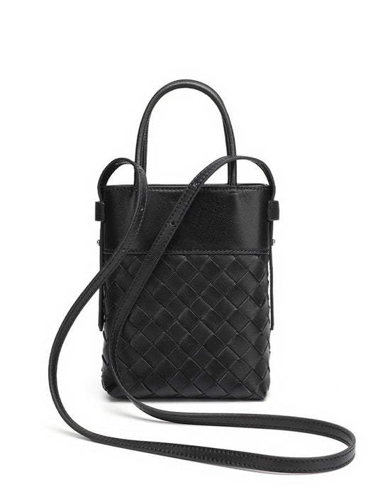 Artisan Woven Genuine Lambskin Leather Mini Clutch Bag