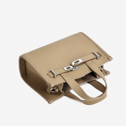 Minimalist Pebbled Genuine Leather Kelly Clutch Bag with Metal Turn Lock