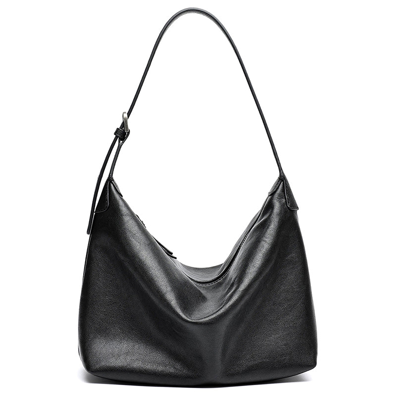 Supple Slouchy Genuine Leather Crescent Hobo Clutch Bag