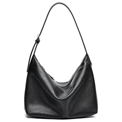 Supple Slouchy Genuine Leather Crescent Hobo Clutch Bag