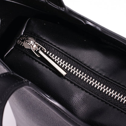 Refined Geometric Woven Genuine Leather Mini Bucket Clutch Bag
