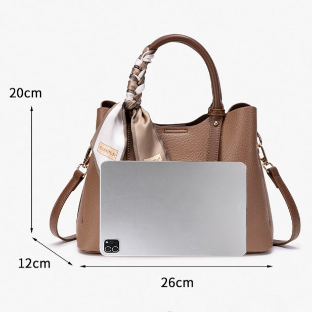 Elegant Brown Pebbled Vegan Eco-Leather Crossbody Clutch Bag