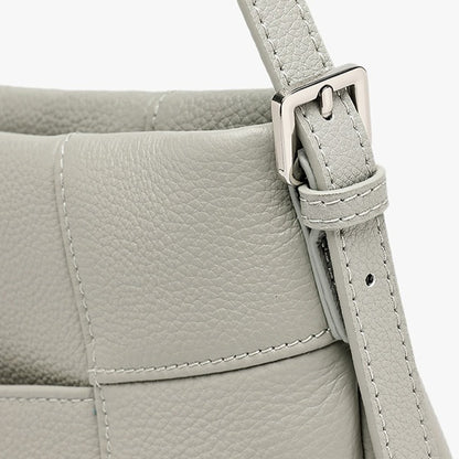 Effortless Genuine Leather Quilted Hobo Clutch Bag