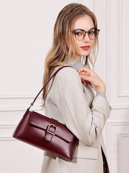 Retro Genuine Leather Baguette Clutch Bag