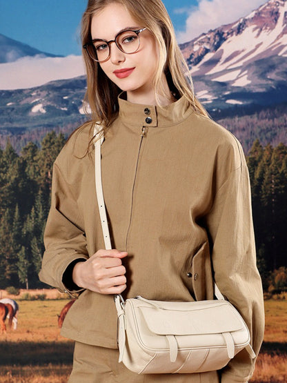 Mellow Pebbled Genuine Leather Flap Baguette Clutch Bag
