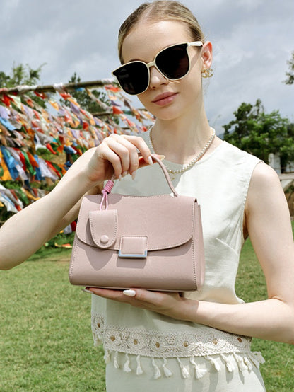 Chic Genuine Leather Square Flap Clutch Bag