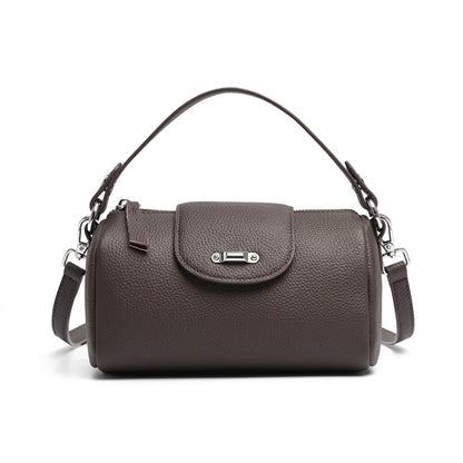 Modern Genuine Leather Cylindrical Barrel Clutch Bag
