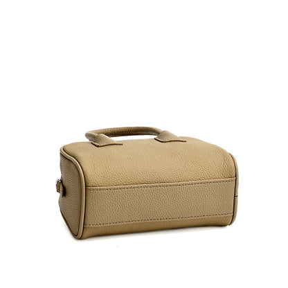 Mini borsa Boston pochette imbottita in vera pelle martellata
