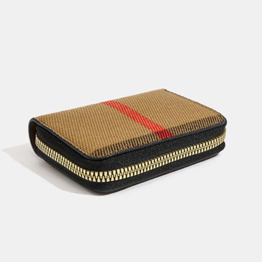 Vintage Tartan Style Canvas Zipper Card Wallet