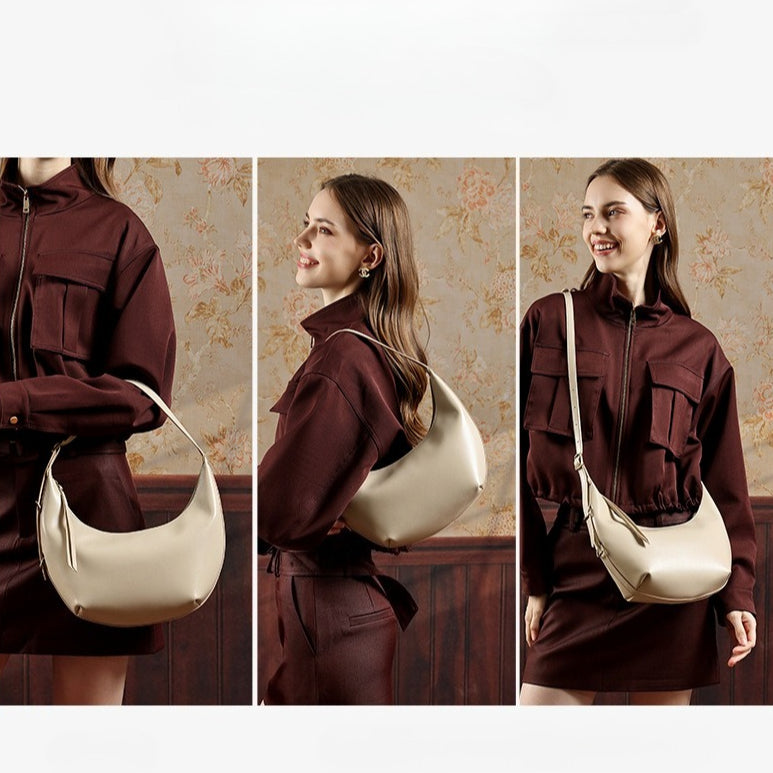 Niche Timeless Genuine Leather Dumping Bag With Unique Oil Waxed Patina
