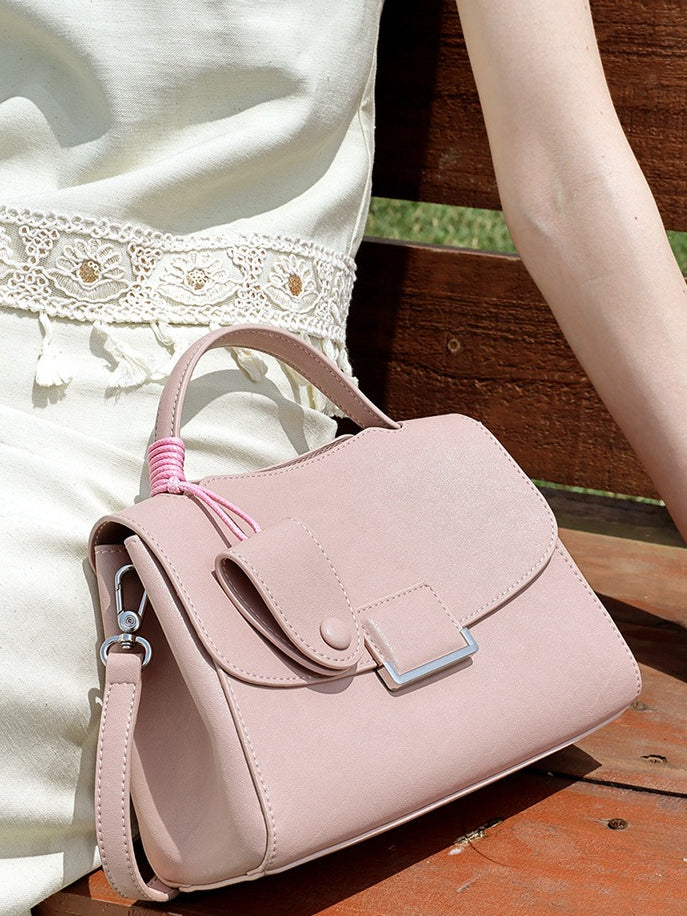 Chic Genuine Leather Square Flap Clutch Bag