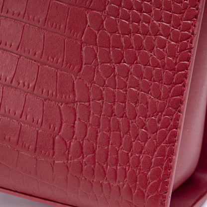 Stately Croc Vegan Eco-Leather Clutch Bag With Detachable Strap