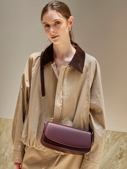 Minimalist Vintage Genuine Leather Baguette Saddle Bag