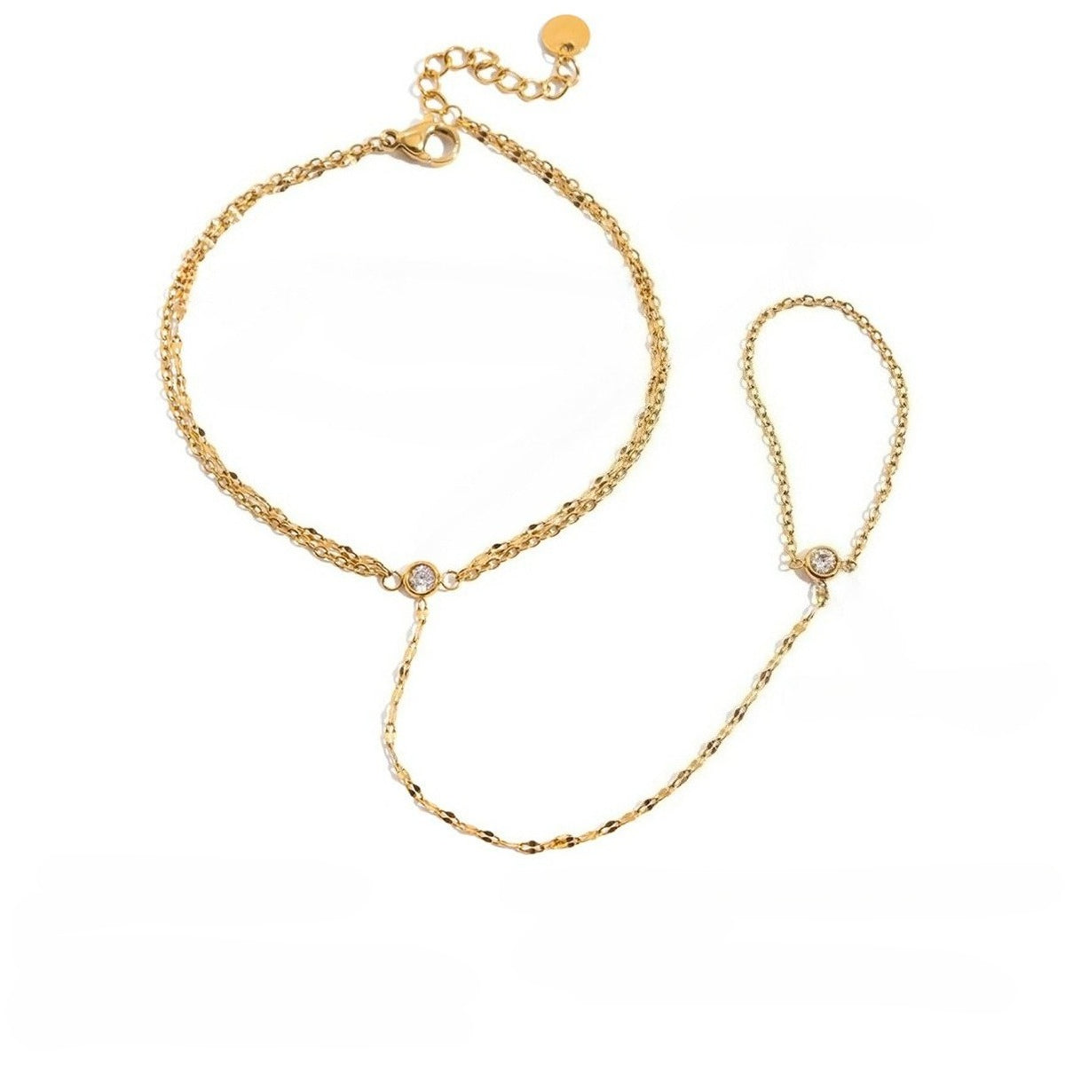 Ethereal Cascade Geometric Minimalist Finger Ring Bracelet