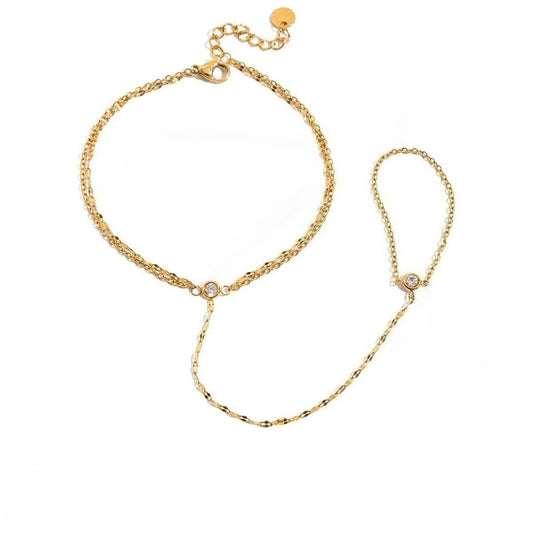 Ethereal Cascade Geometric Minimalist Finger Ring Bracelet