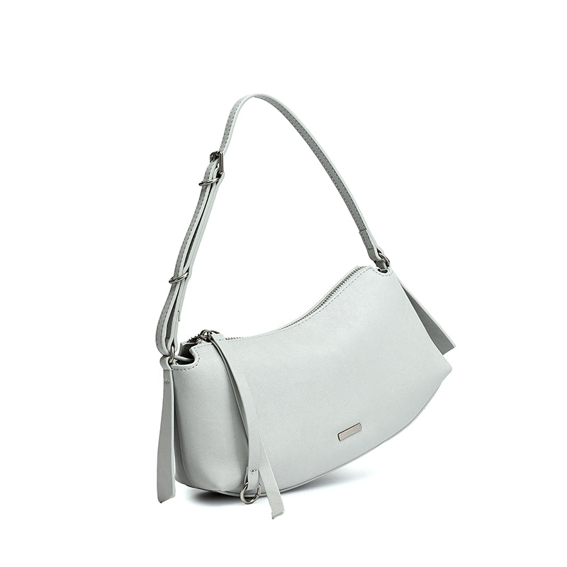 Elegant Genuine Leather Crescent Clutch Bag