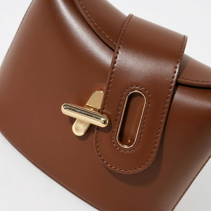 Borsa da donna in pelle genuina vintage con manico superiore e chiusura a lucchetto
