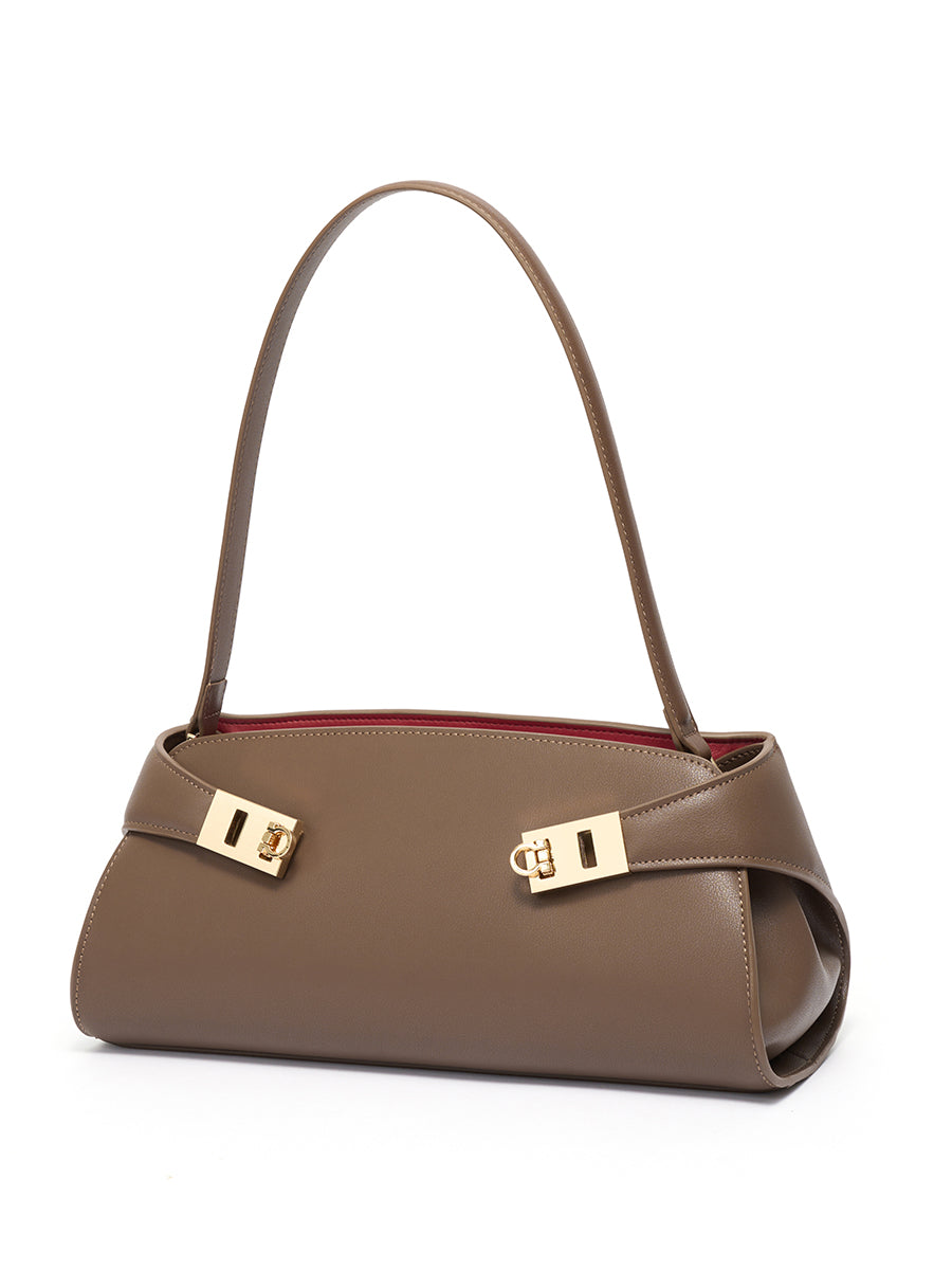 Graceful Genuine Leather Baguette Clutch Bag
