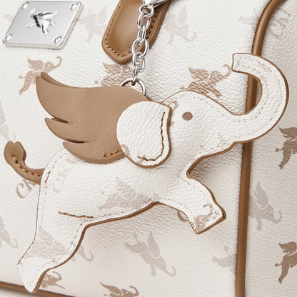 Borsa Boston di lusso a tracolla vintage con motivo Flying Elephant e monogramma