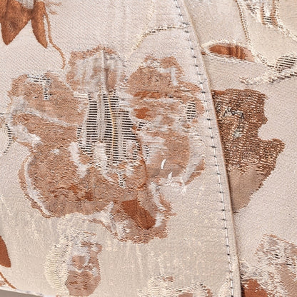 Borsa pochette floreale in jacquard di lusso discreto, in ecopelle vegana, con charm a foulard di seta