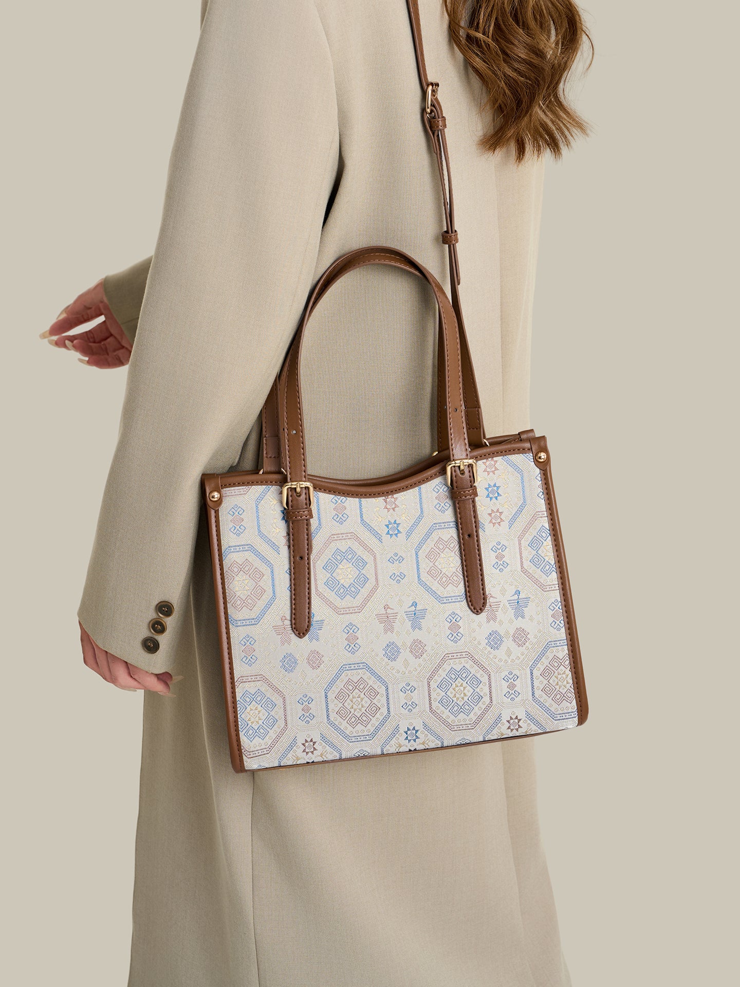 Graceful Geometric Vegan Eco-Leather Tote Clutch Bag