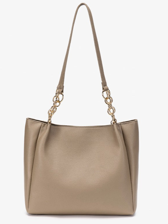 Sophisticated Minimalist Pebbled Vegan Eco-Leather Tote Bag