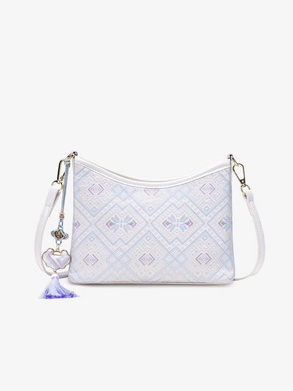 Graceful Geometric Vegan Eco-Leather Clutch Bag with Tassel Charm