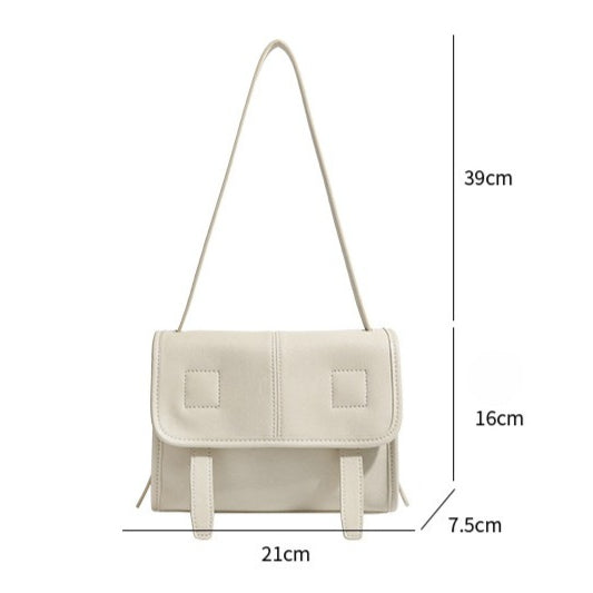 Minimalist Texture Flap Genuine Leather Shoulder Messenger Bag