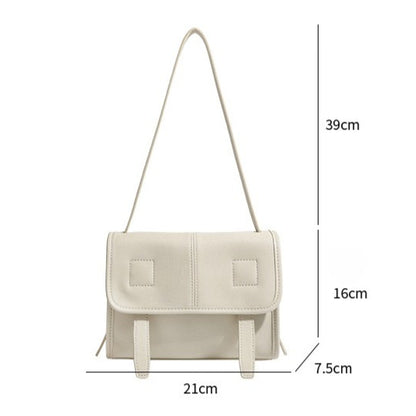 Minimalist Texture Flap Genuine Leather Shoulder Messenger Bag