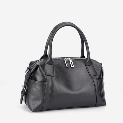 Minimalist Barrel Genuine Leather Satchel