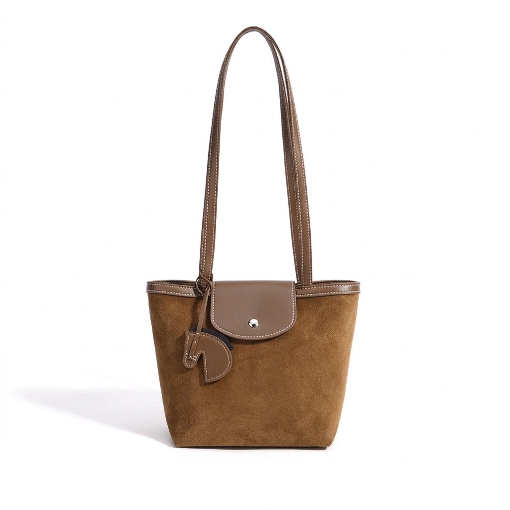 Urban Suede Genuine Leather Mini Tote Clutch Bag
