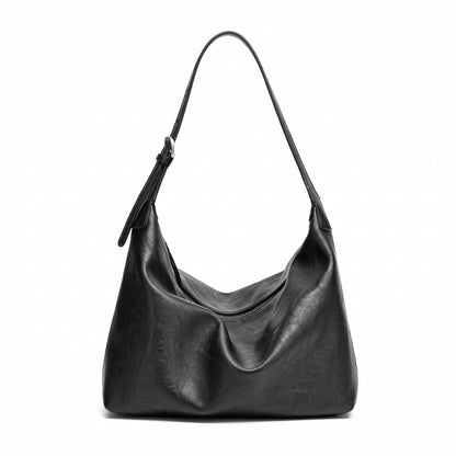 Supple Slouchy Genuine Leather Crescent Hobo Clutch Bag