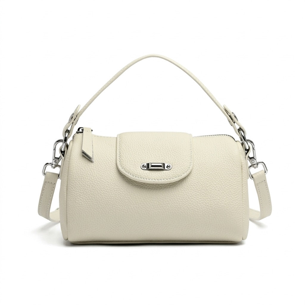 Modern Genuine Leather Cylindrical Barrel Clutch Bag