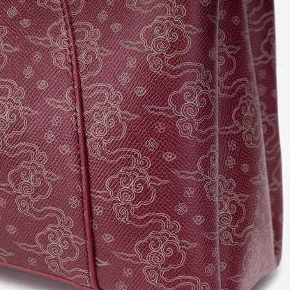 Vintage Clutch Tote Bag mit Wolkenmuster aus veganem Öko-Leder  