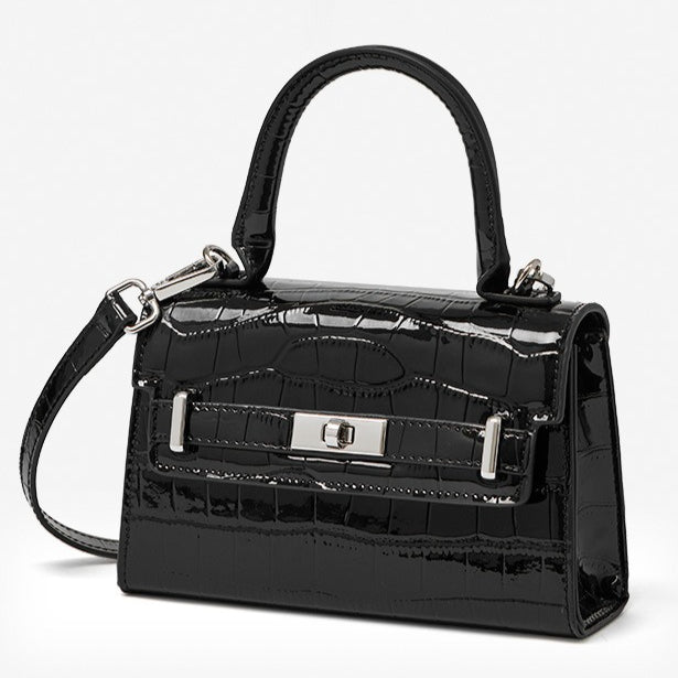 Minimalist Crocodile Pattern Handheld Genuine Leather Crossbody Bag